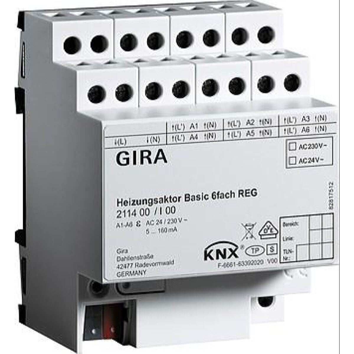 Gira actuator 211400 KNX/EIB heating 6-fold REG