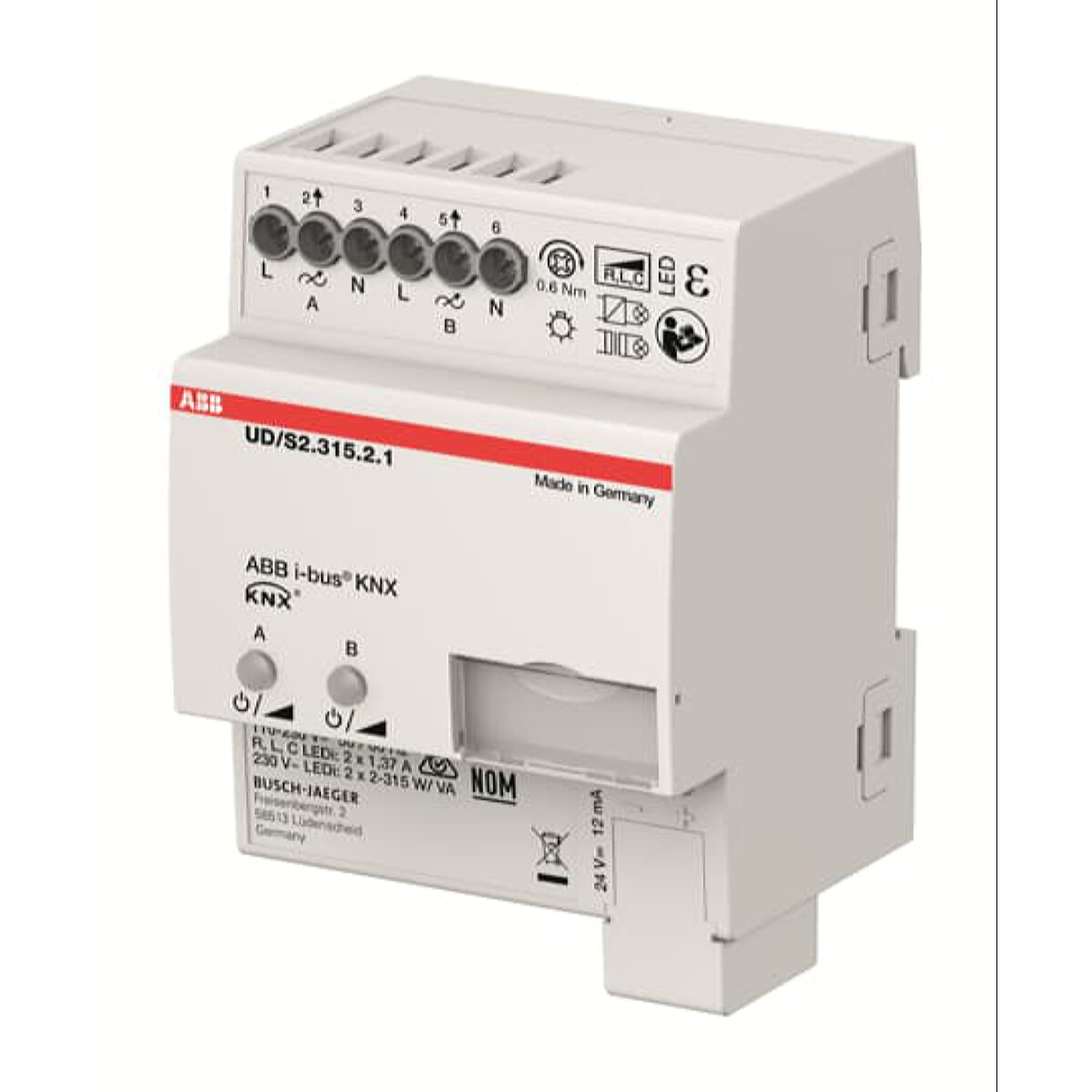 ABB Stotz-Kontakt LED-Dimmer UD/S2.315.2.1 2x315 W/VA 1/2 fach