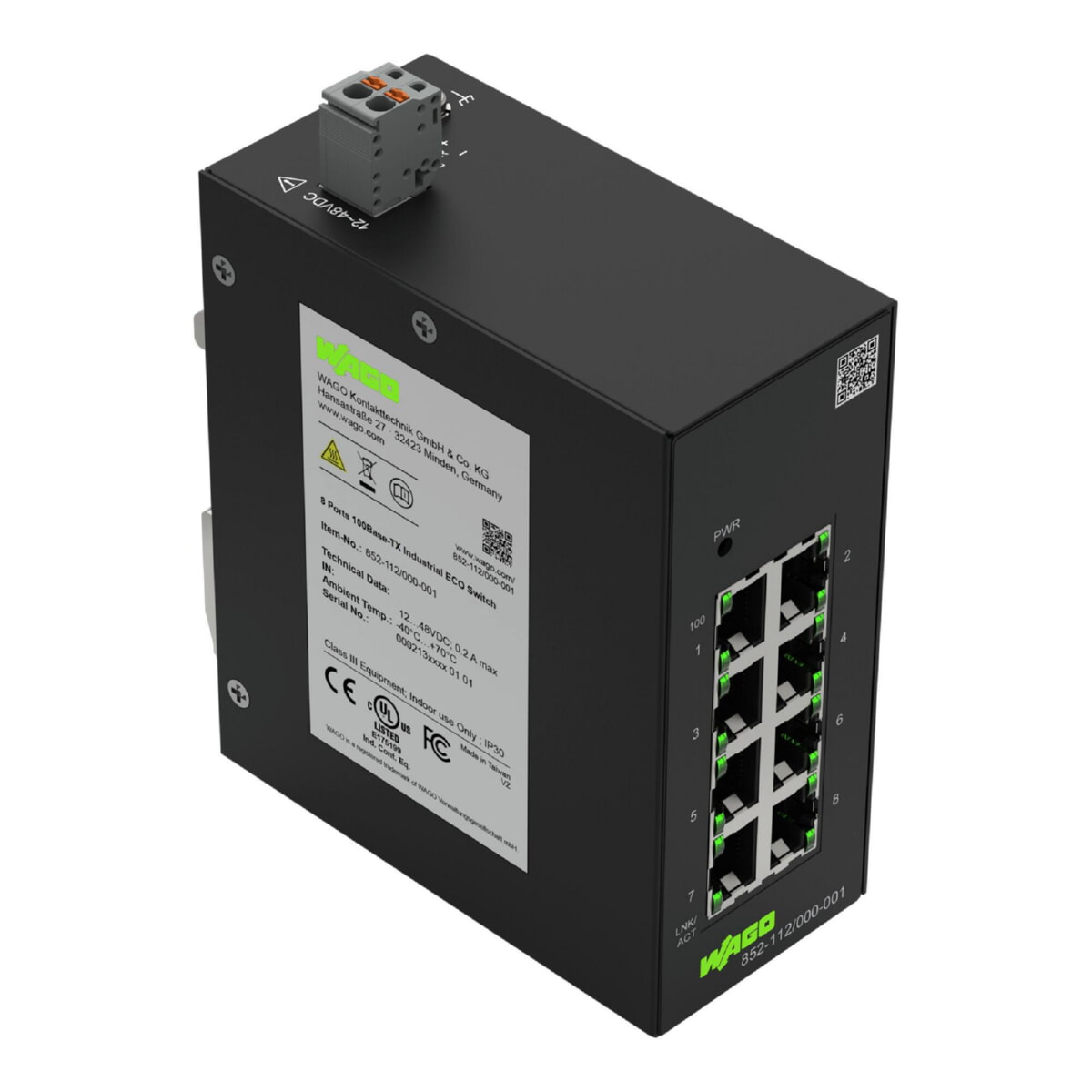WAGO Industrial-ECO-Switch 8 Ports 100Base-TX schwarz 852-112/000-001