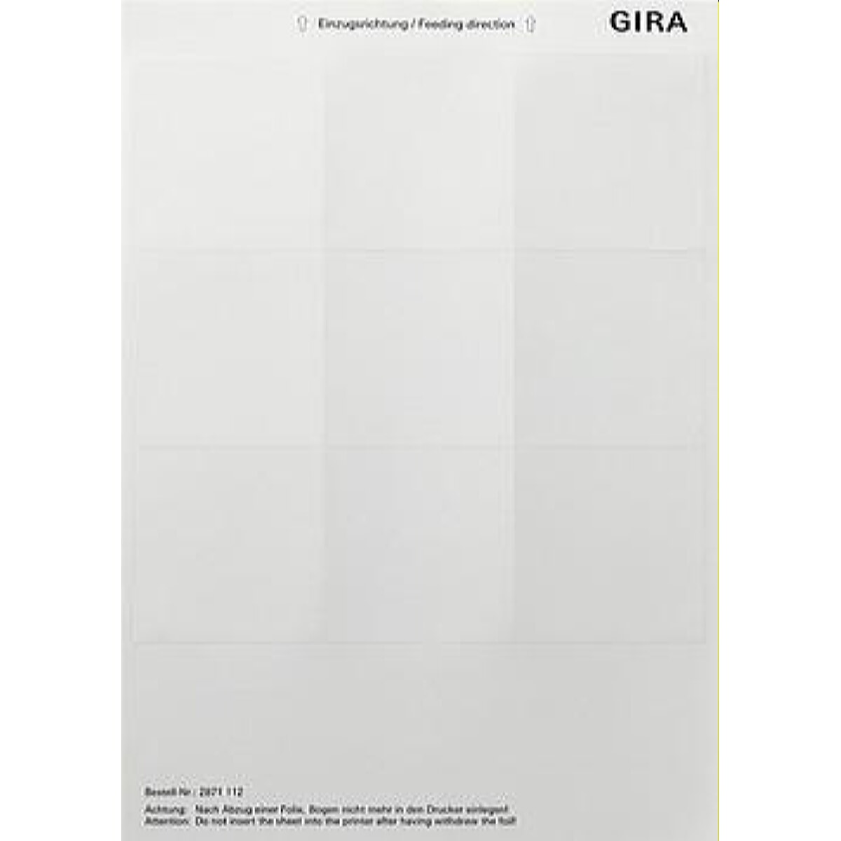 Gira Beschriftungsbogen 2871112 69x67mm reinweiss
