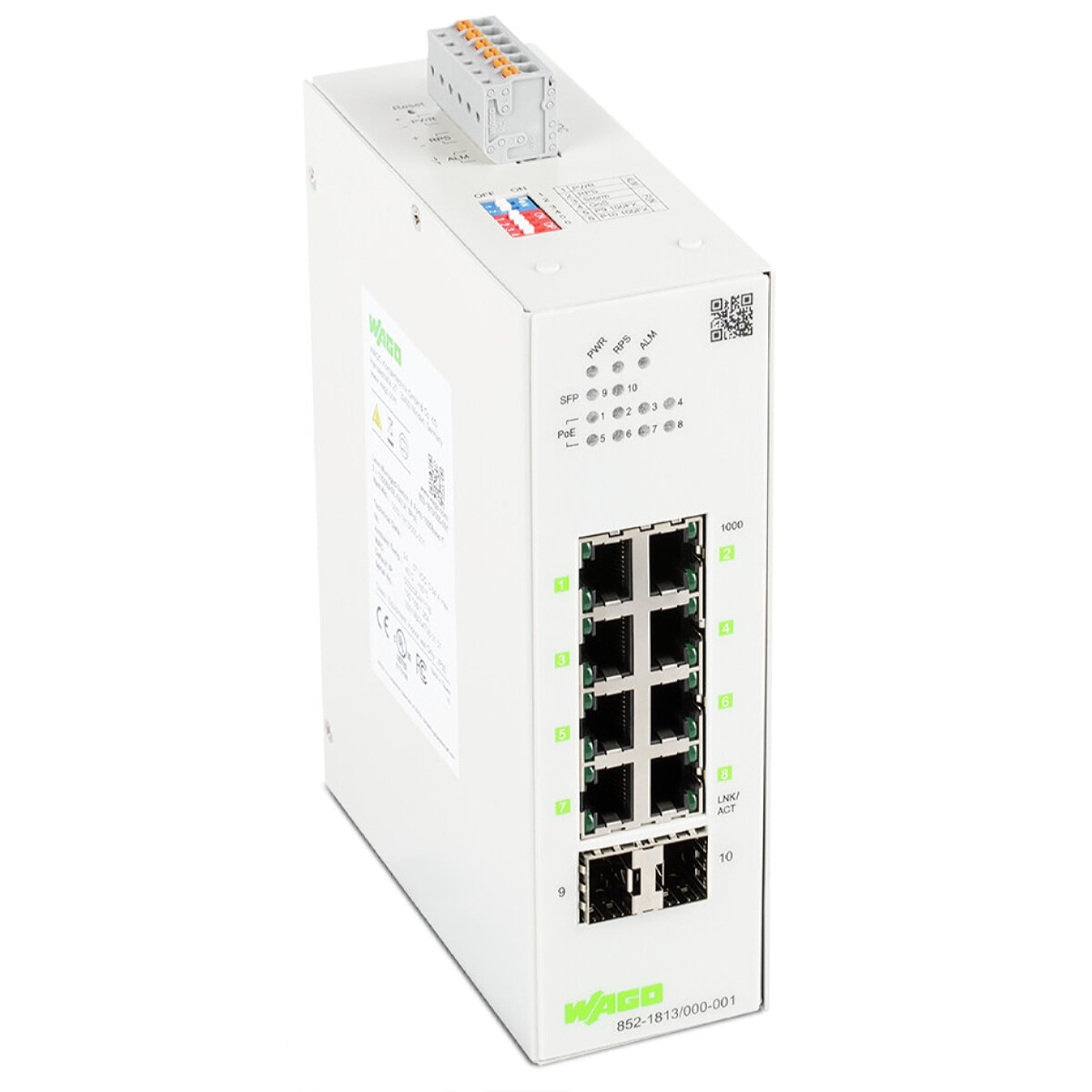 WAGO Lean-Managed-Switch 8 Ports 1000Base-T 2-Slot 1000BASE-SX/LX 852-1813/000-001