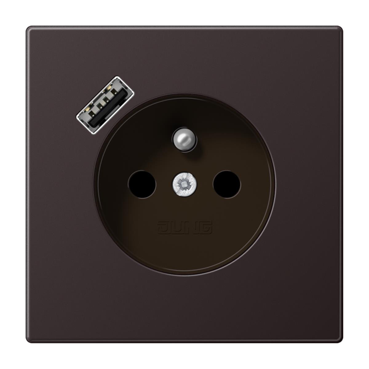 Jung Steckdose, französisch/belgisches System 16 A 250 V ~, mit USB-Ladegerät 1 x Typ A, SAFETY+, Serie LS, dark (l AL1520F-18AD