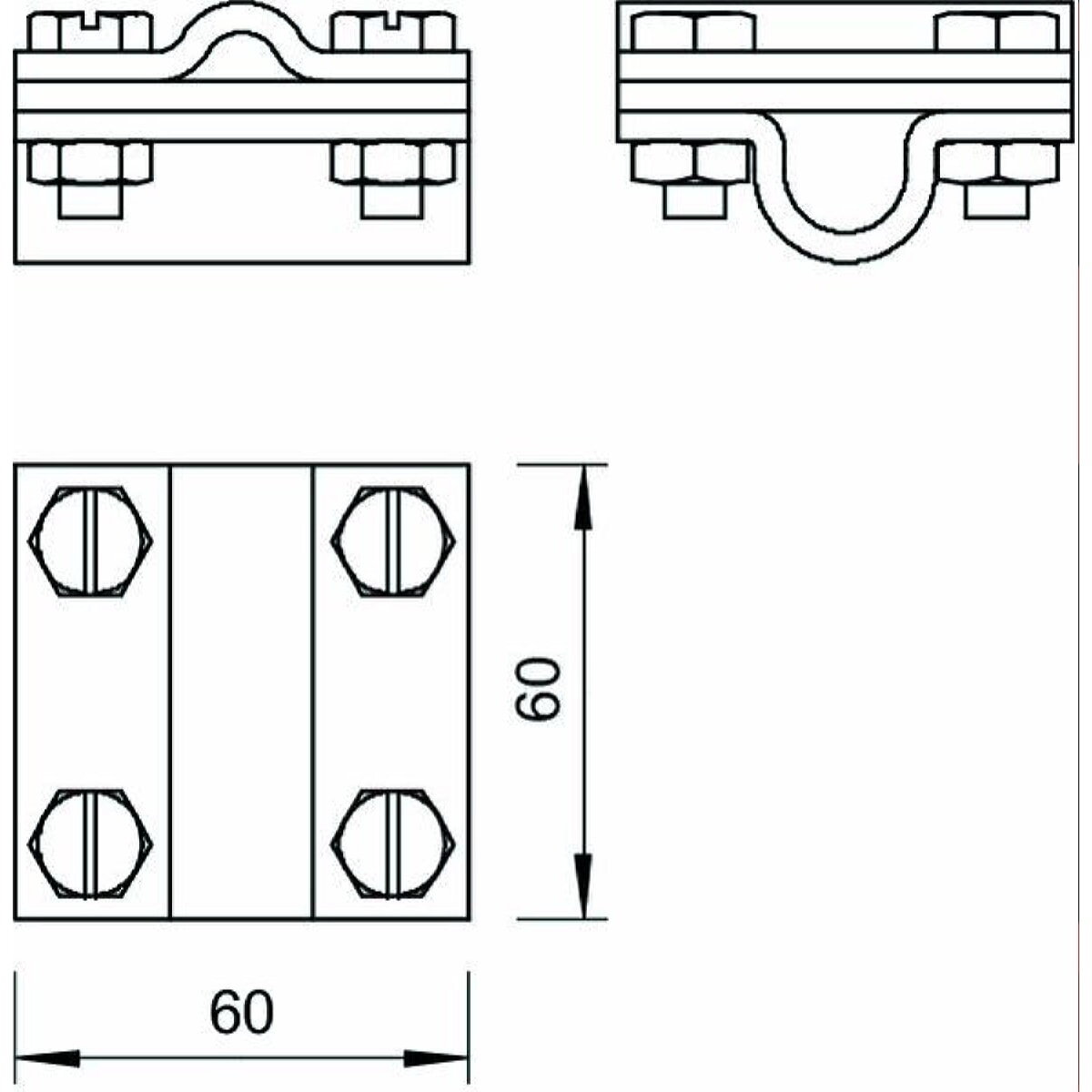 OBO Kreuzverbinder m.Zwischenplatte 252 8-10xRd16 V4A  8-10mm Edelstahl