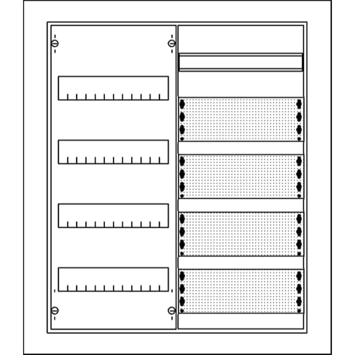 ABB Striebel & John U42MML Mediakleinverteiler, Unterputz 4-reihig, mit Blendrahmen und bel. Tür