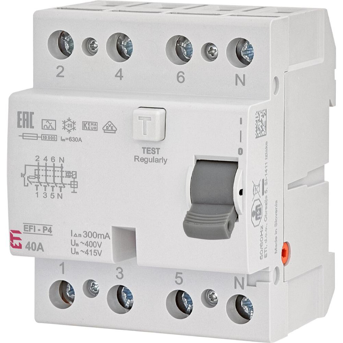 ETI RCD residual current circuit breaker EFI-P4 A 40/0.3mA N right