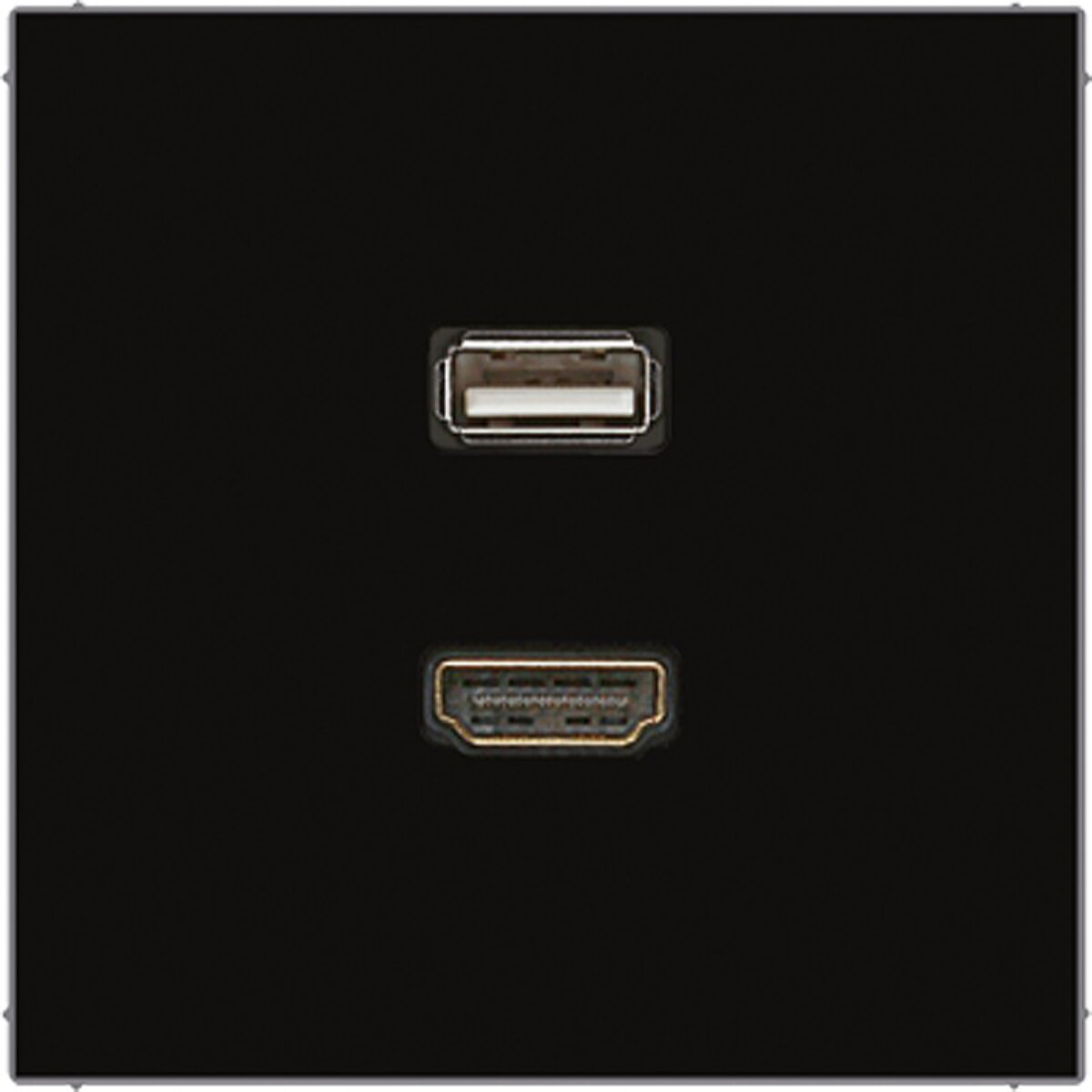 Jung Multimedia-Anschlusssystem HDMI / USB 2.0, Serie LS, schwarz MALS1163SW