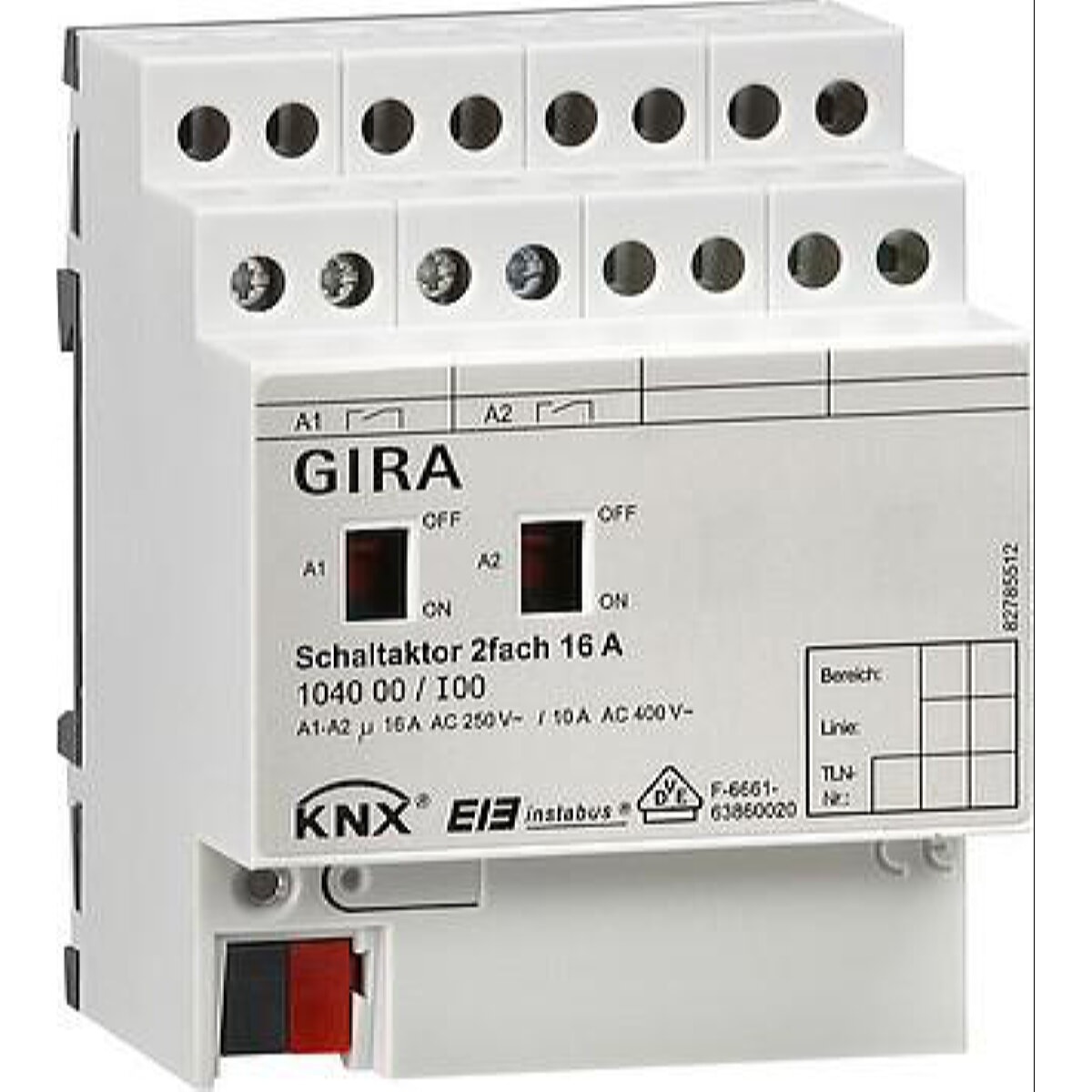 Gira switching actuator 104000 KNX/EIB switching 2-fold 16A REG