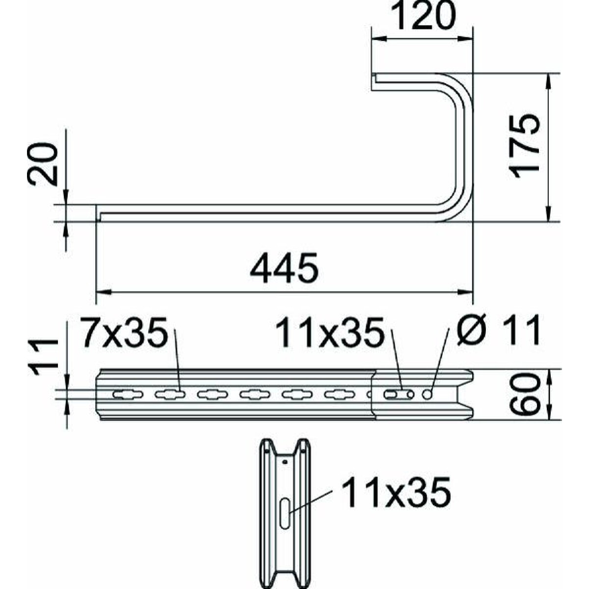 OBO Wand- und Deckenbügel TPD 445 FS TP-Profil