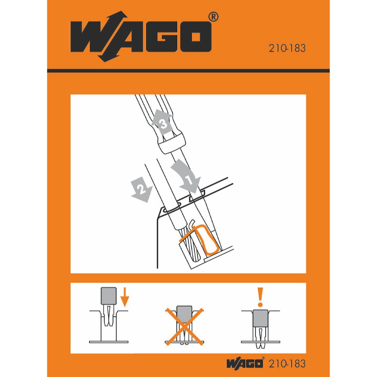 WAGO Handhabungsaufkleber für Reihenklemmen mit Frontverdrahtung, abgewinkelte Bauform Serien 280 und 281, 780 bis 784 210-183